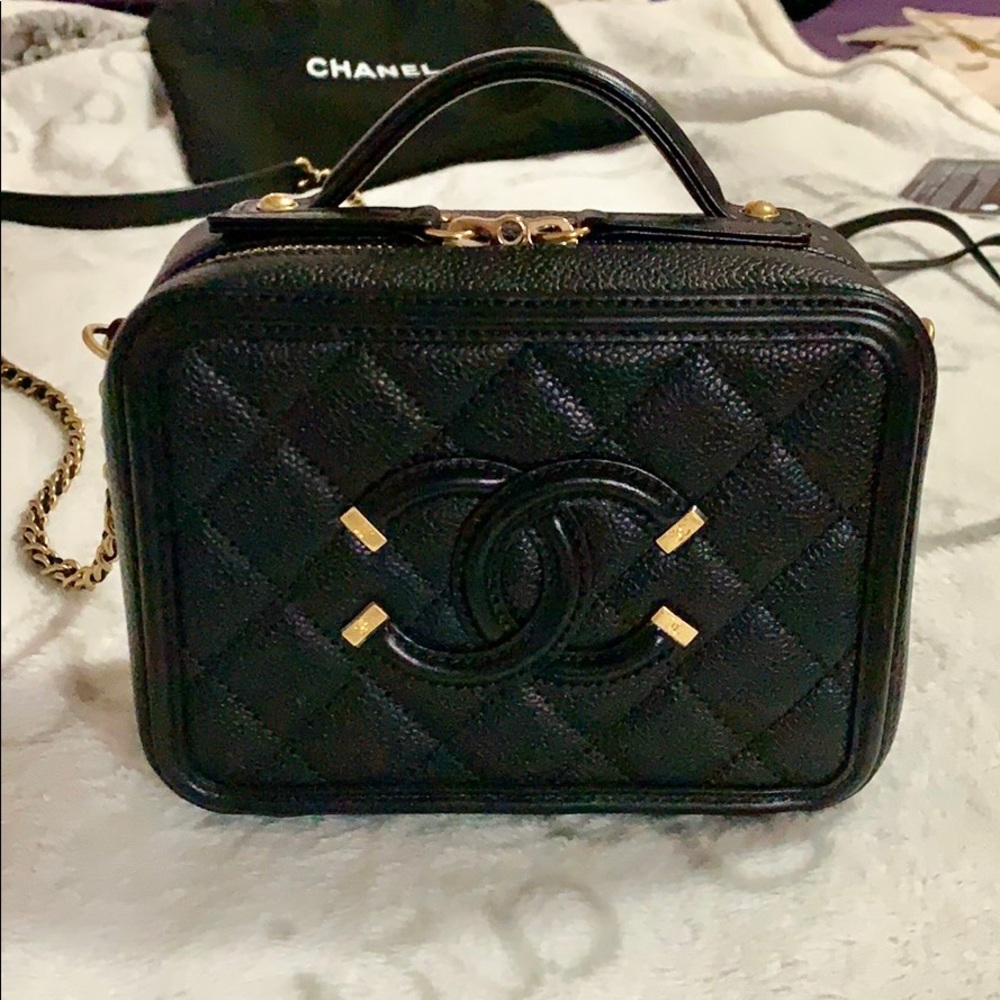 * SOLD * Chanel Black Filigree Bag
